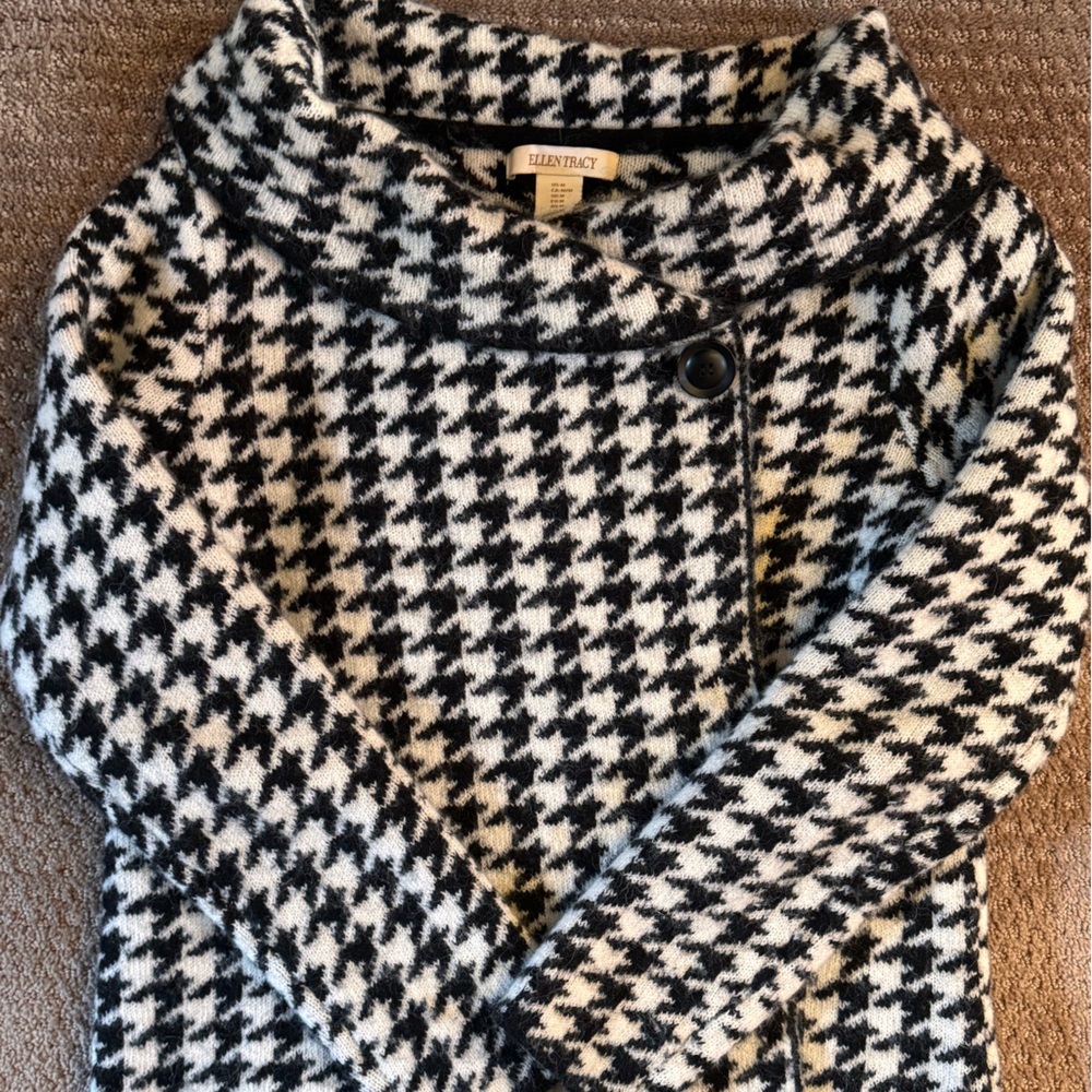 Herring Bone Black and White Classic Sweater